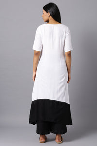Aure Collection By Aurelia White Embroidered kurta With Black Palazzo