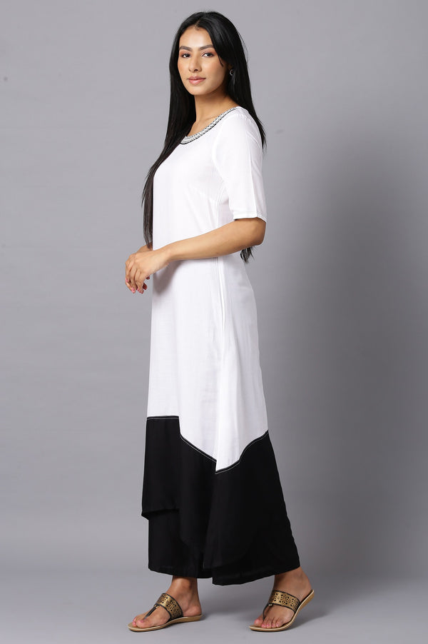 Aure Collection By Aurelia White Embroidered kurta With Black Palazzo