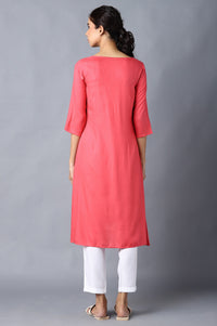 Aure Collection By Aurelia Pink High-Low kurta With White Trousers