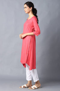 Aure Collection By Aurelia Pink High-Low kurta With White Trousers