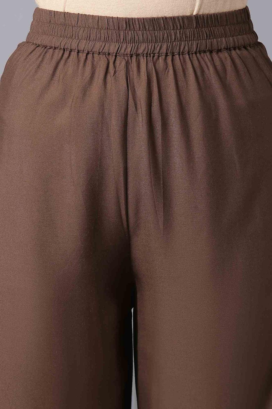 Aure Collection By Aurelia Green Round Neck kurta With Brown Palazzo