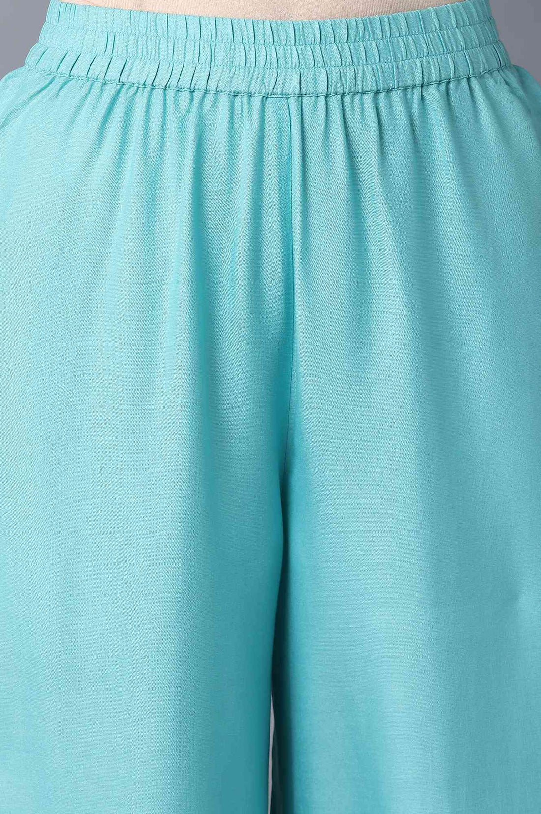 Aure Collection By Aurelia Red Solid Ethnic kurta With Light Teal Straight Palazzo