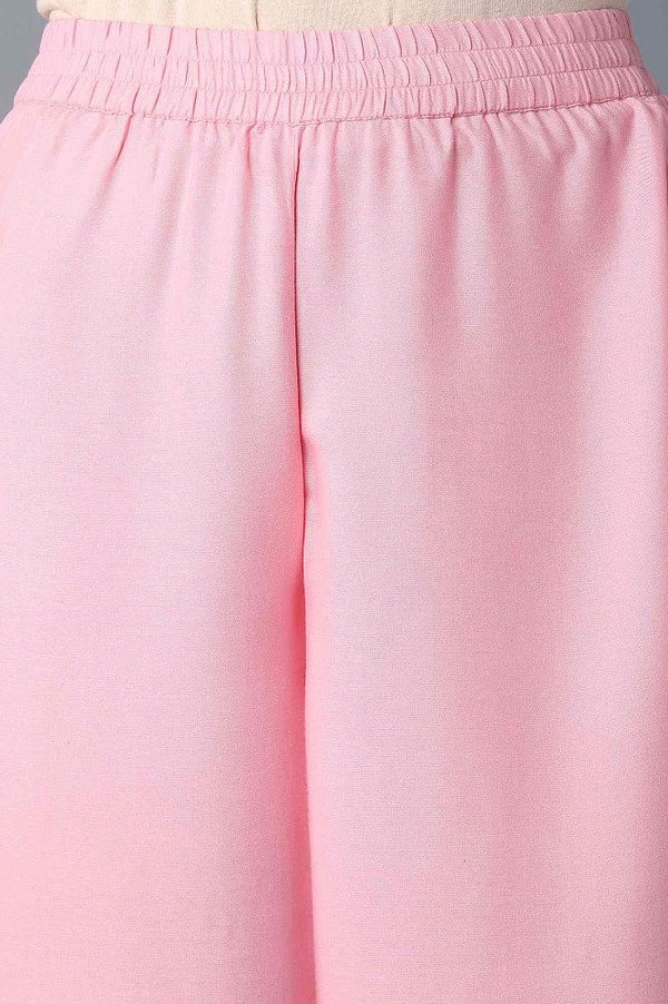 Aure Collection By Aurelia Grey Solid Ethnic kurta With Light Pink Straight Palazzo