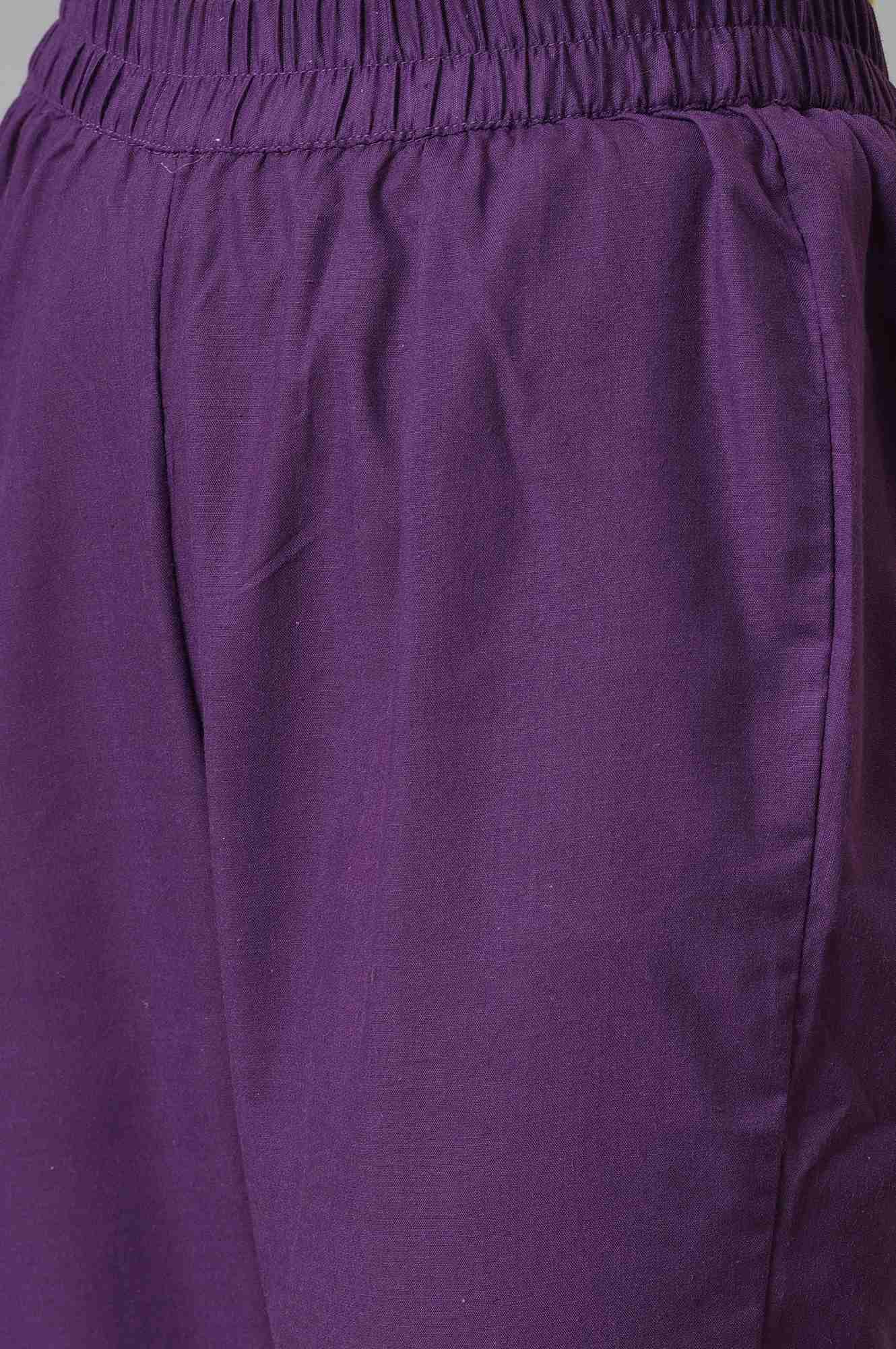 Purple Colour Block kurta With Trousers