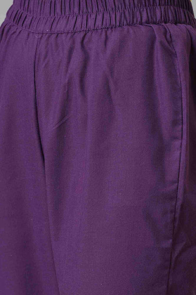 Purple Colour Block kurta With Trousers