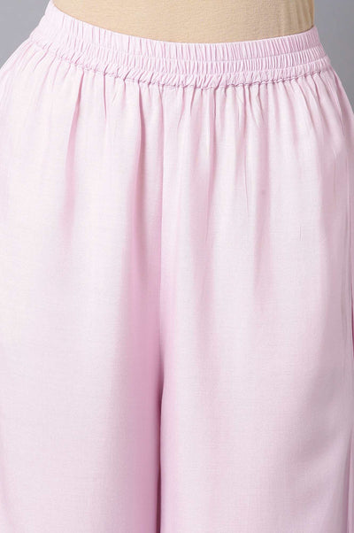 Aure Collection By Aurelia Purple V-Neck kurta With Pink Palazzo