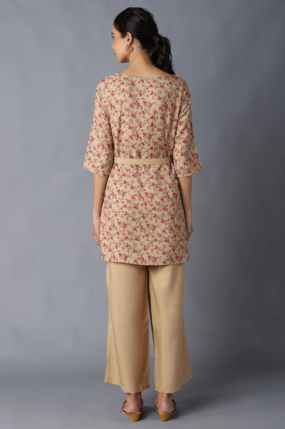 Aure Collection By Aurelia Brown Floral Print kurta And Palazzo