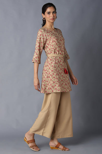 Aure Collection By Aurelia Brown Floral Print kurta And Palazzo