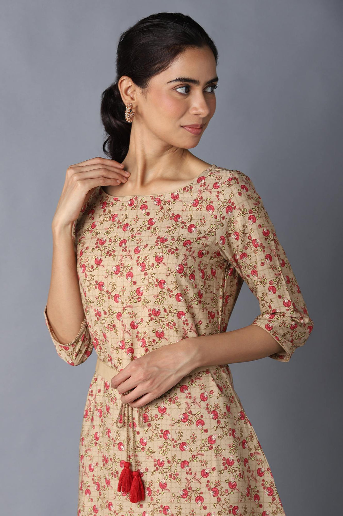 Aure Collection By Aurelia Brown Floral Print kurta And Palazzo