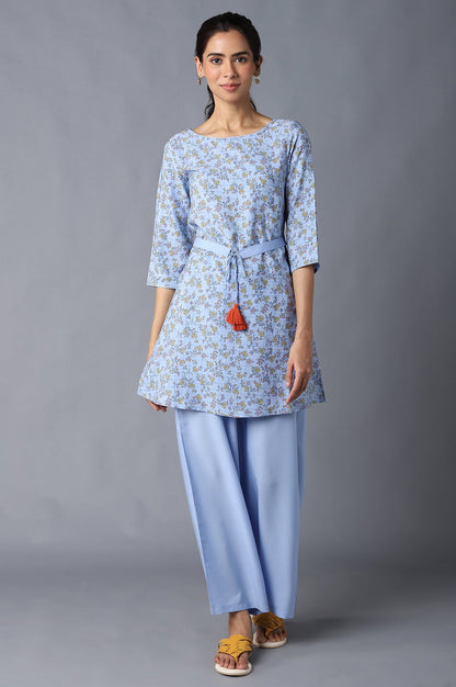 Aure Collection By Aurelia Blue Floral Print kurta And Palazzo