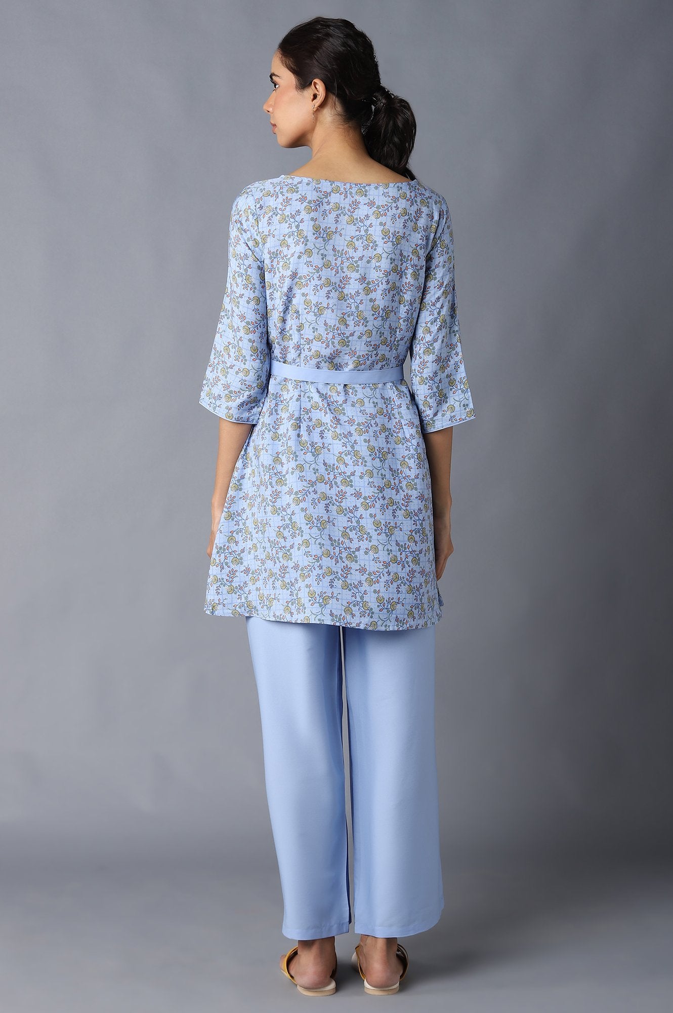 Aure Collection By Aurelia Blue Floral Print kurta And Palazzo