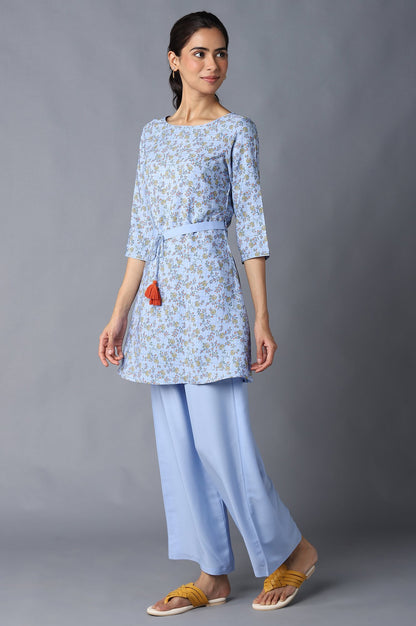 Aure Collection By Aurelia Blue Floral Print kurta And Palazzo