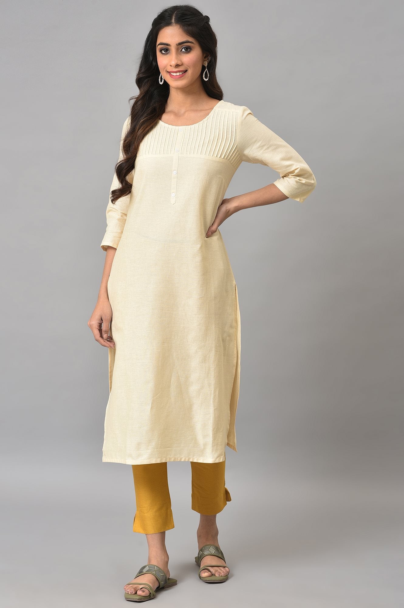 Natural Solid Cotton kurta