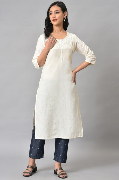 White Solid Cotton kurta