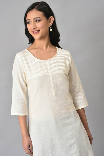 White Solid Cotton kurta