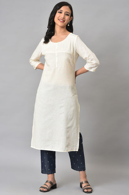 White Solid Cotton kurta