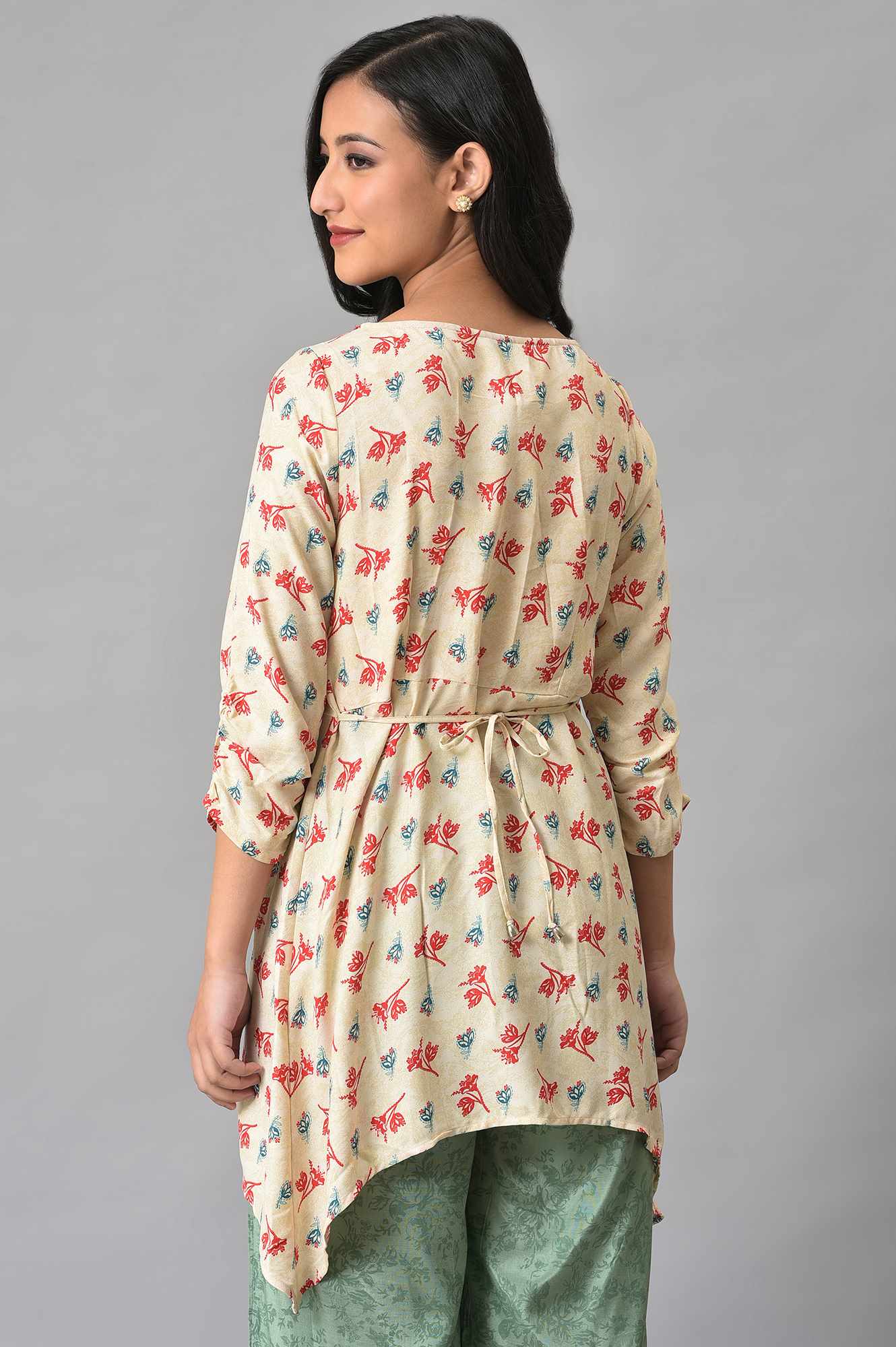 White Foil Floral Printed kurta