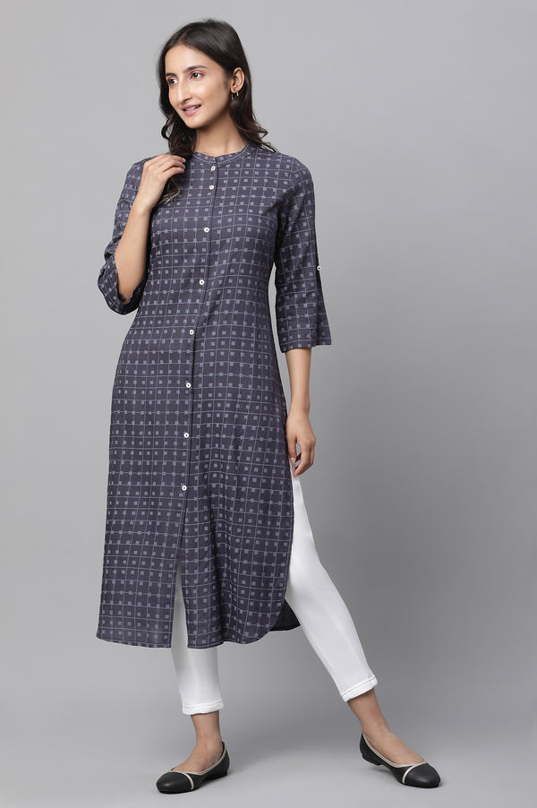 Green Geometric Printed Casual Kurta