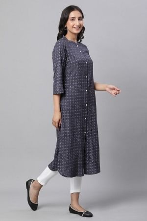 Green Geometric Printed Casual Kurta