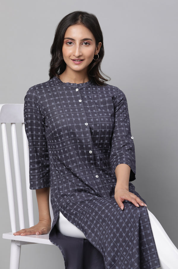 Green Geometric Printed Casual Kurta