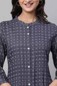 Green Geometric Printed Casual Kurta