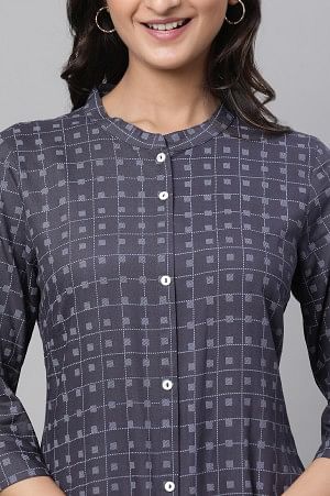 Green Geometric Printed Casual Kurta