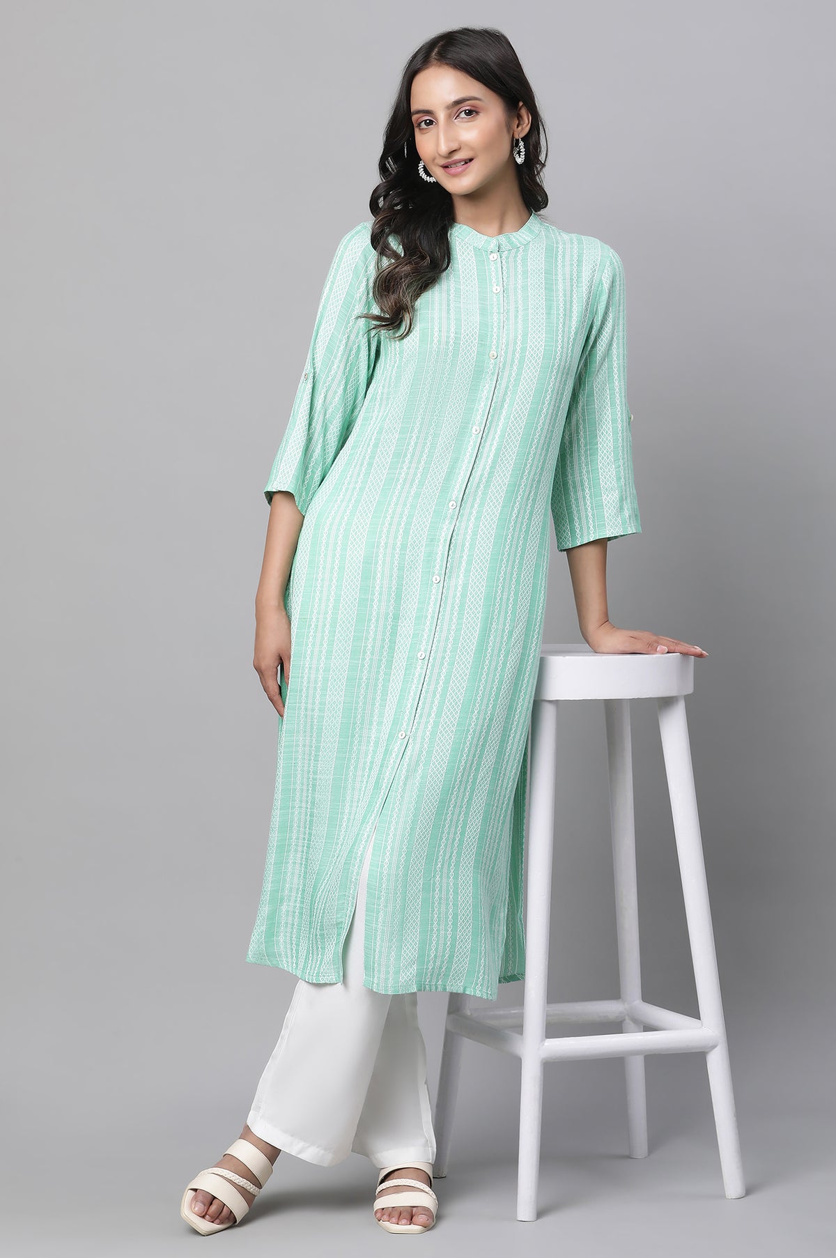 Blue Abstract Printed Kurta - XS