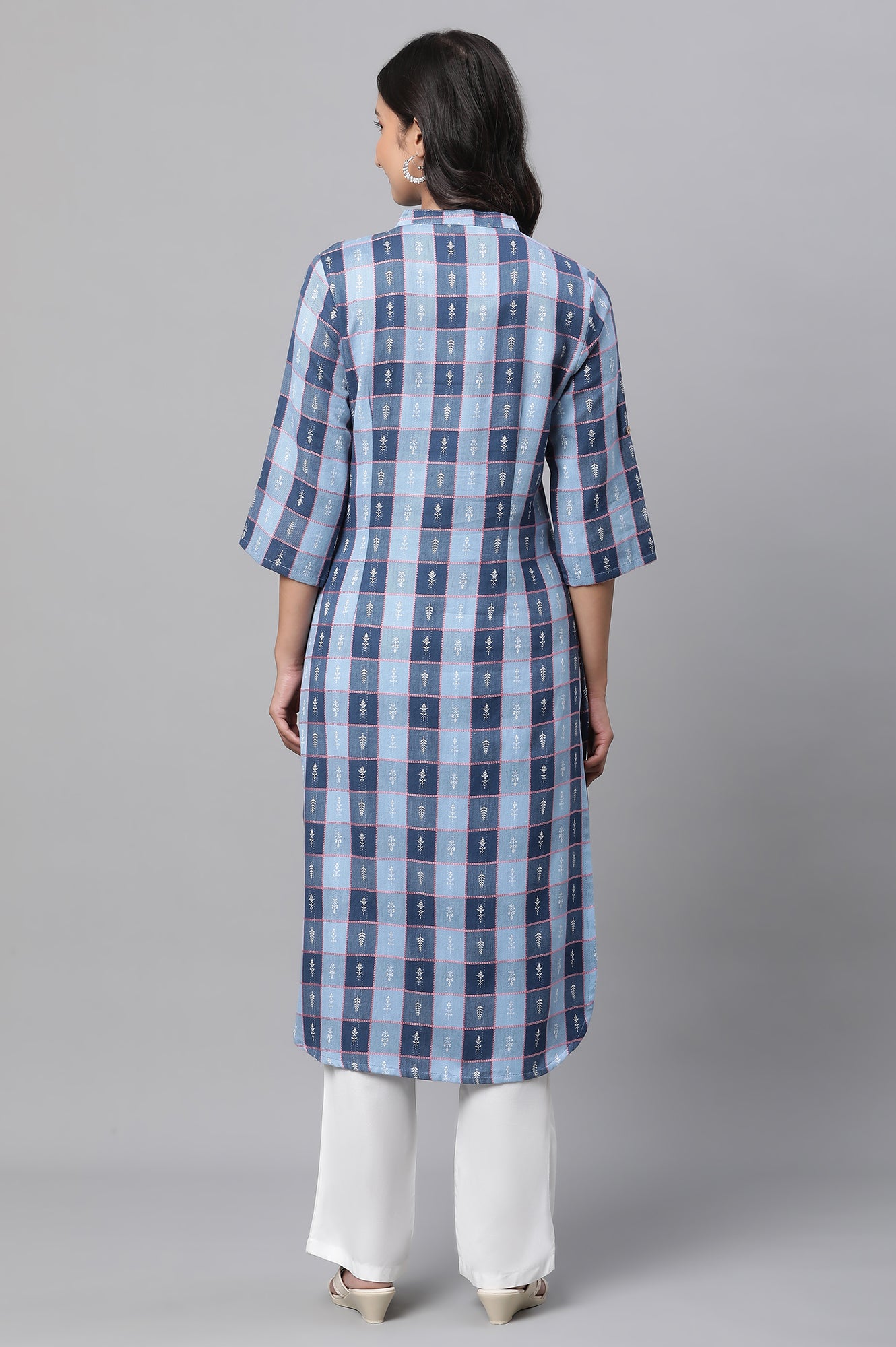 Green Grey Stripe Printed Kurta