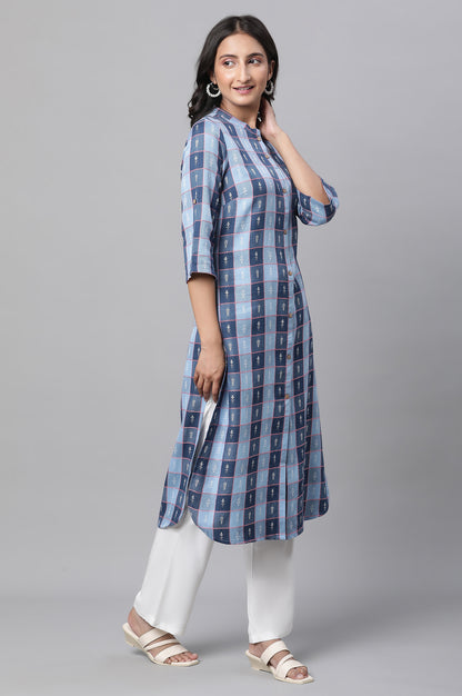 Green Grey Stripe Printed Kurta