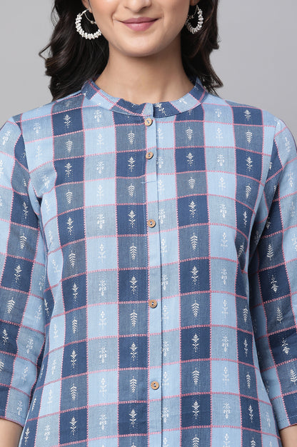 Green Grey Stripe Printed Kurta