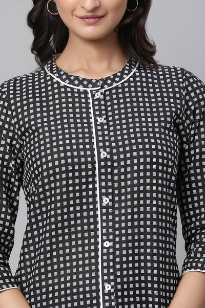 Black Abstract PrintedPure Cotton Straight Kurta and Palazzo Set