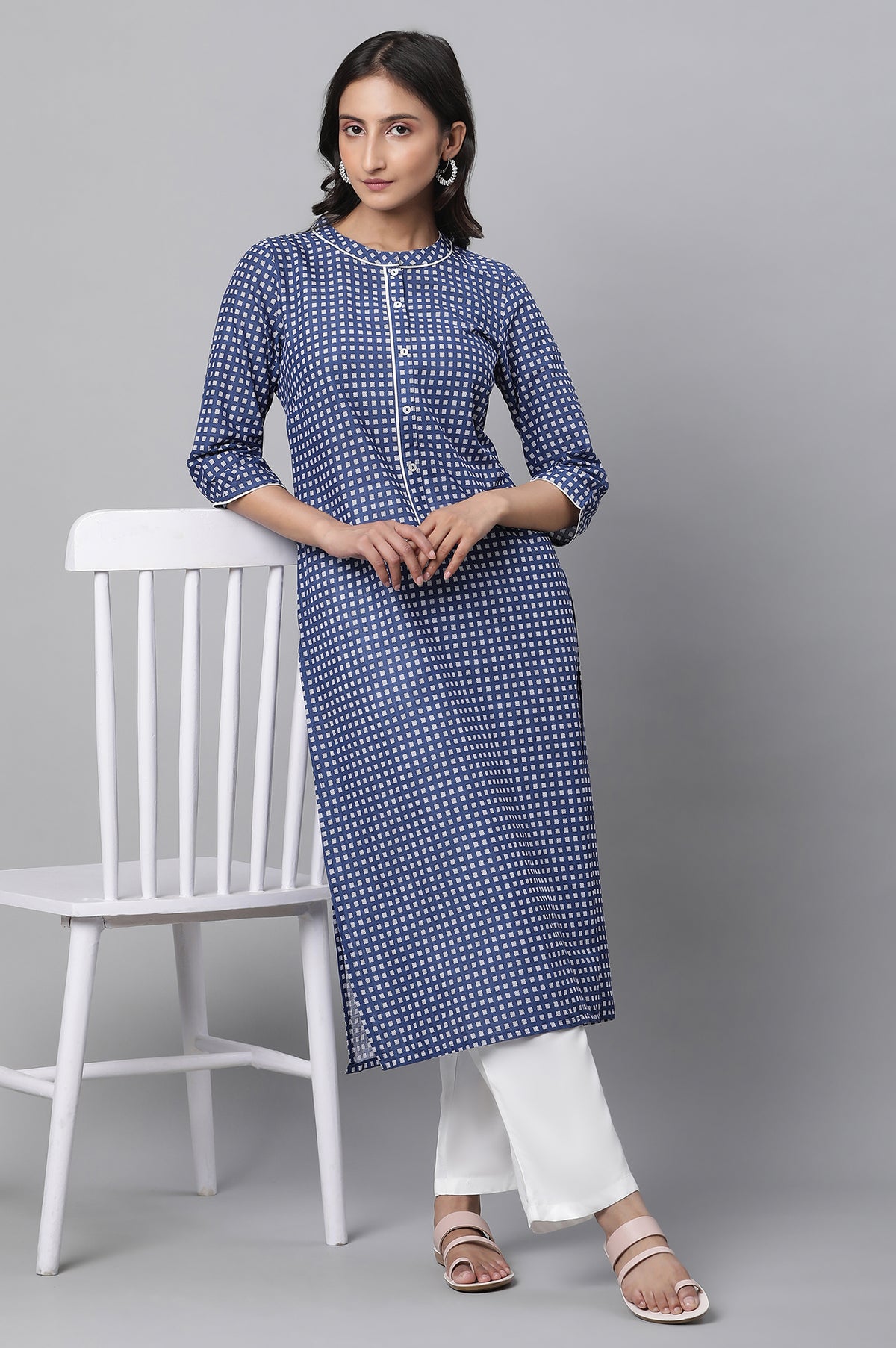 Multi-coloured Sleeveless Casual Kurta - XS