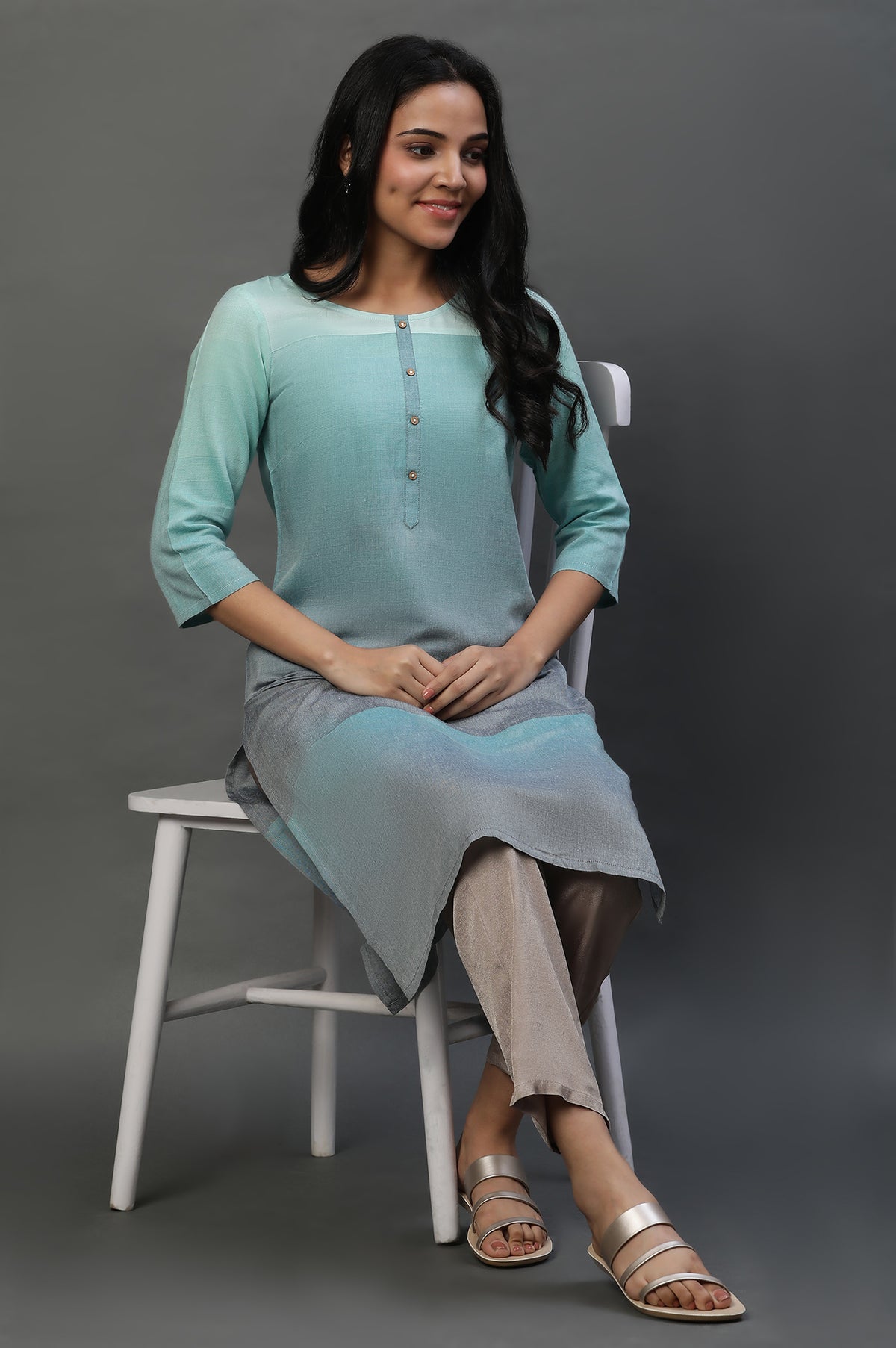 Lichen Green Yarn Dyed Kurta - S