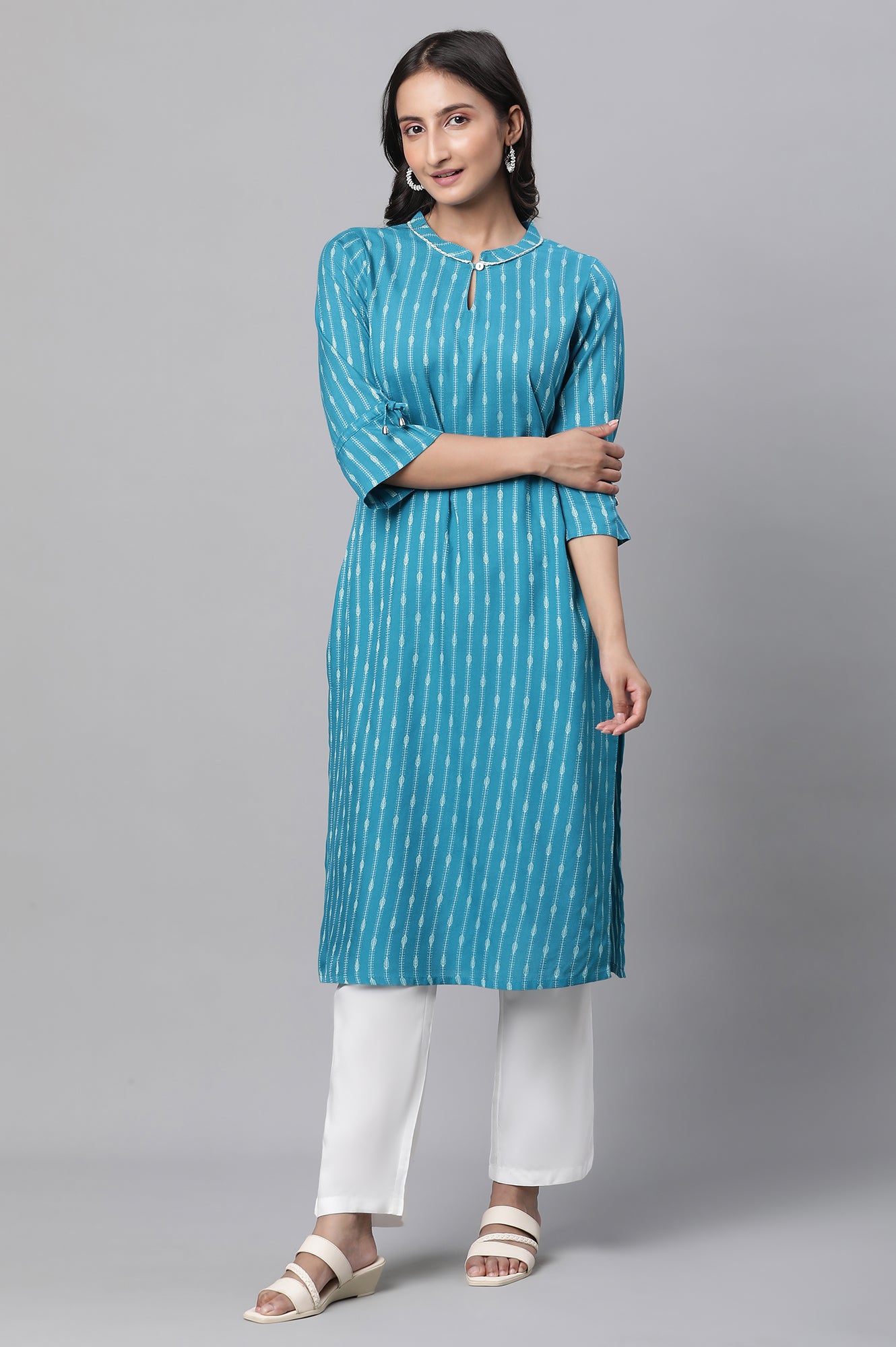 Yellow Abstract Printed Cotton Kurta