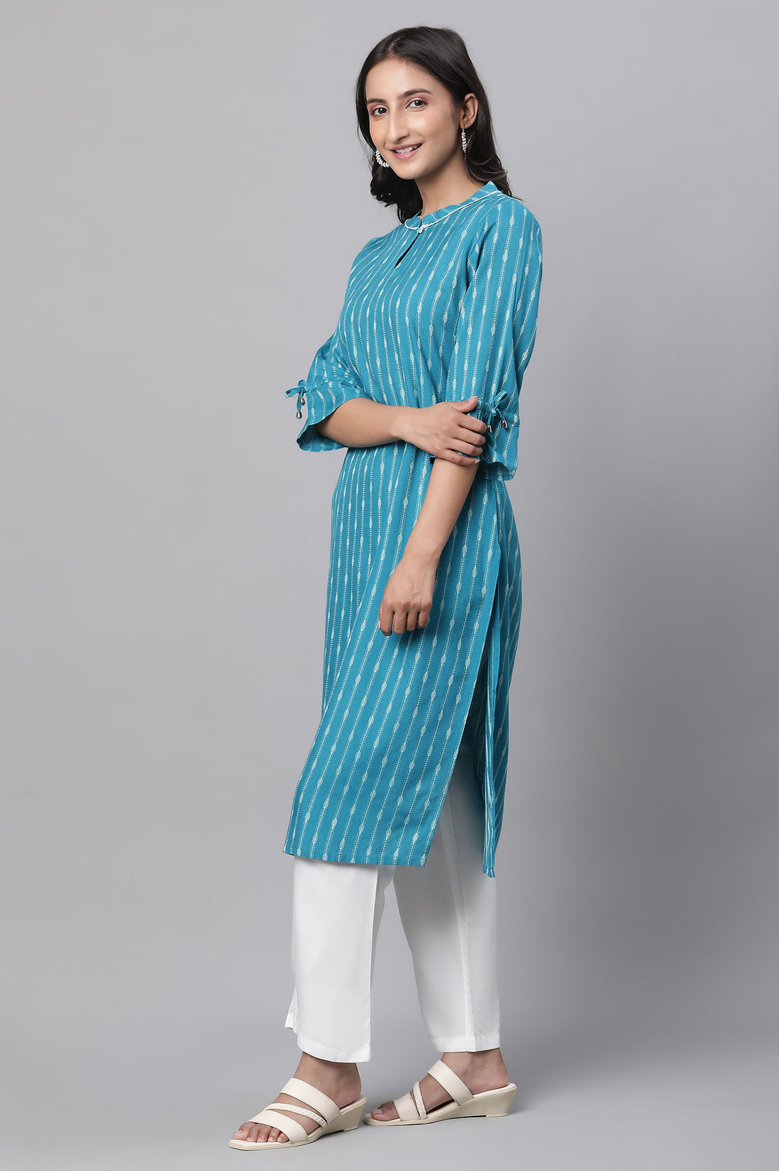 Yellow Abstract Printed Cotton Kurta