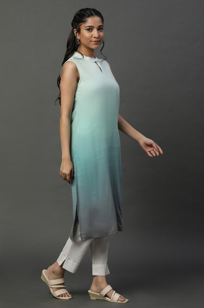 Lichen Green Ombre Sleeveless Kurta