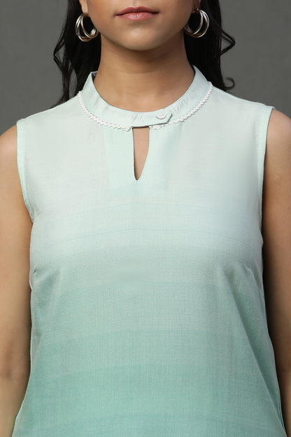 Lichen Green Ombre Sleeveless Kurta