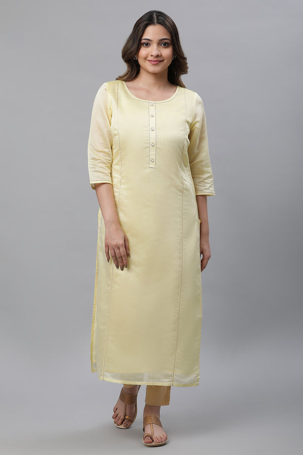 Yellow Semi Sheer Festive Chanderi Kurta