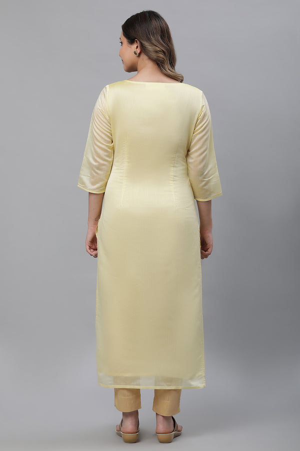 Yellow Semi Sheer Festive Chanderi Kurta