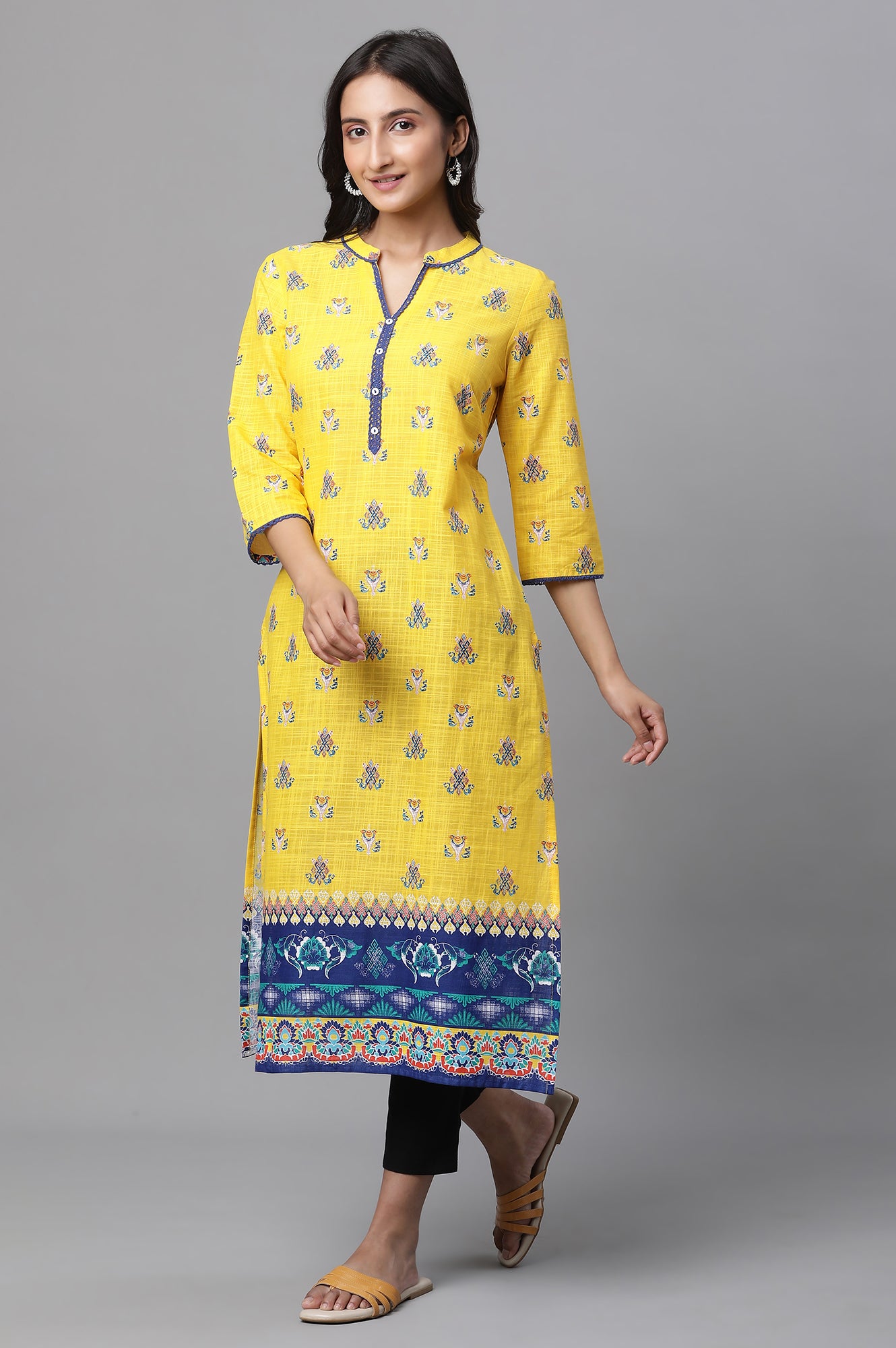 Pink Geometric Printed Cotton Kurta