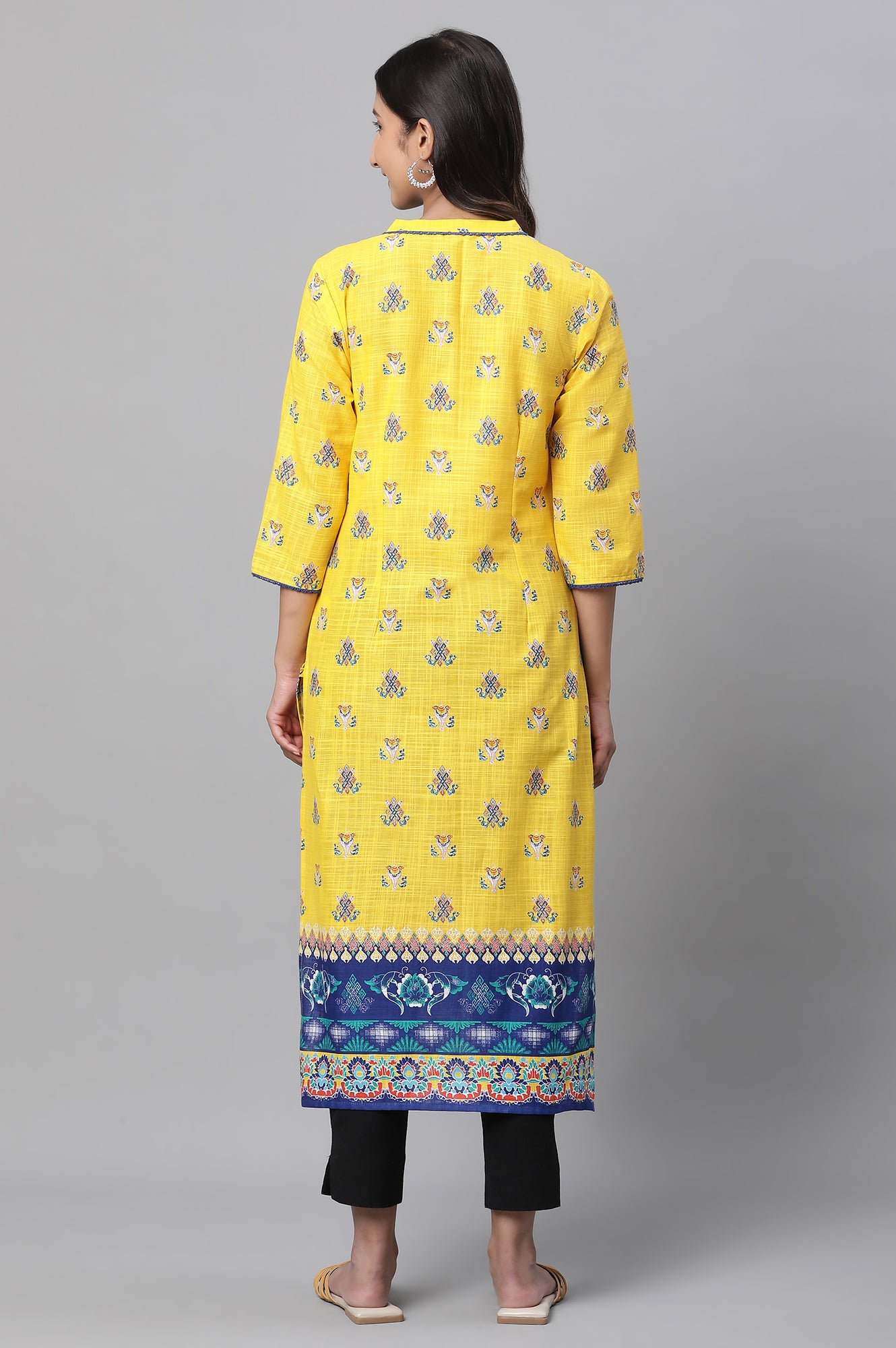 Pink Geometric Printed Cotton Kurta