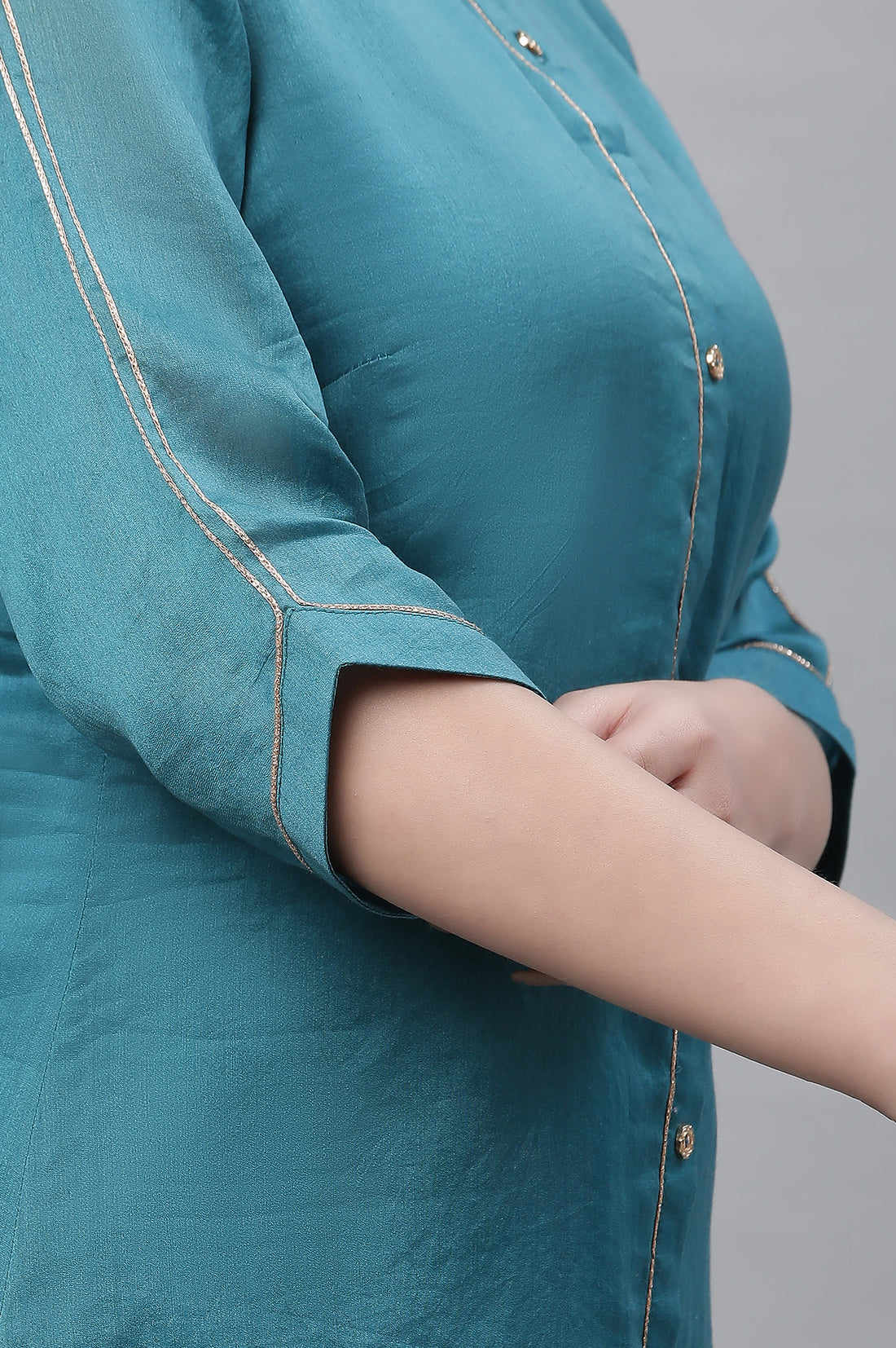 Blue Chanderi Asymmetrical Kurta