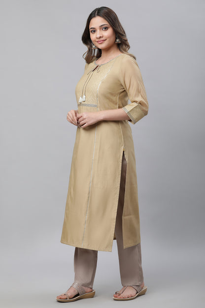 Gold Chanderi Festive Kurta