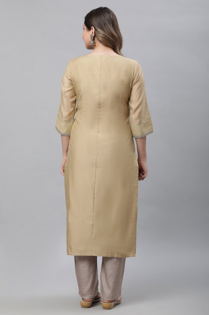 Gold Chanderi Festive Kurta