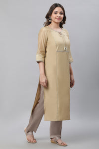 Gold Chanderi Festive Kurta