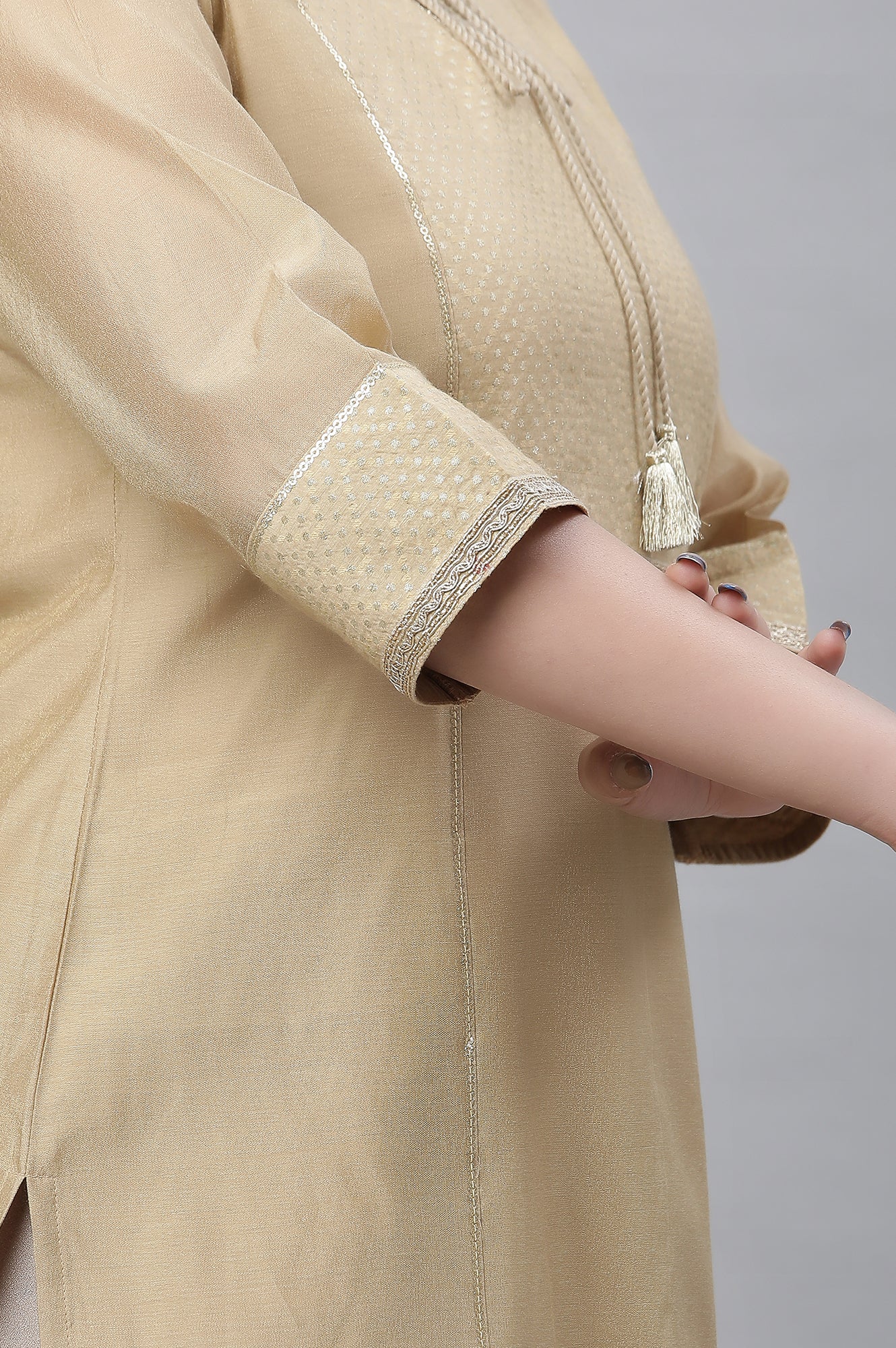 Gold Chanderi Festive Kurta