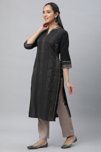 Black Zari Woven Festive Kurta