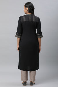 Black Zari Woven Festive Kurta
