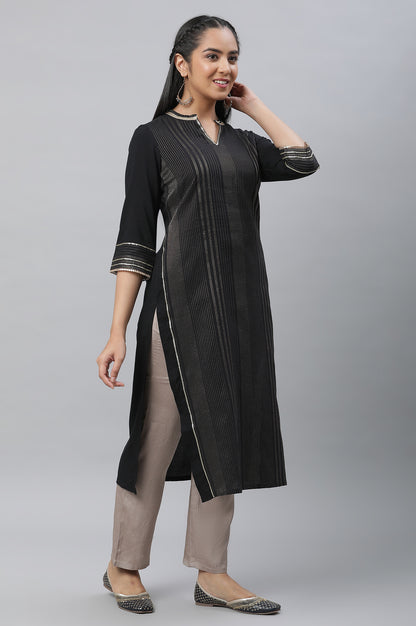 Black Zari Woven Festive Kurta