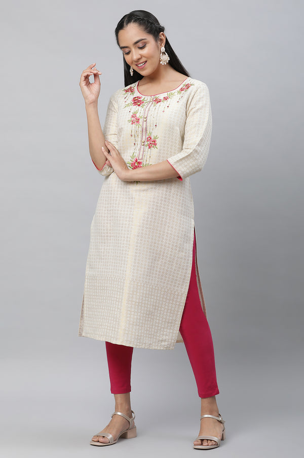 Off-White Embellished Kurta